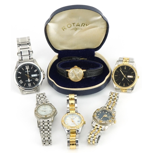 2571 - Six vintage and later ladies and gentlemen's wristwatches including Casio, Sekonda, Pulsar and Rotar... 