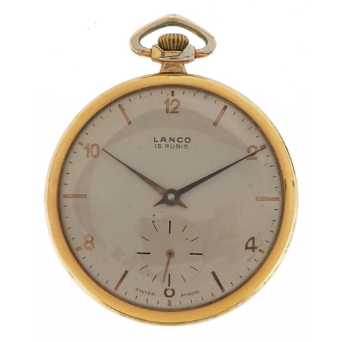 2600 - Lanco, Art Deco style gentlemen's open face pocket watch with subsidiary dial, 47.0mm in diameter