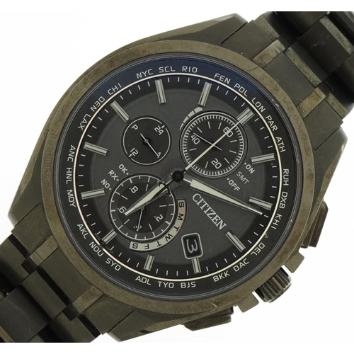 2609 - Citizen, gentlemen's Citizen Eco-Drive radio controlled chronograph wristwatch with box and paperwor... 