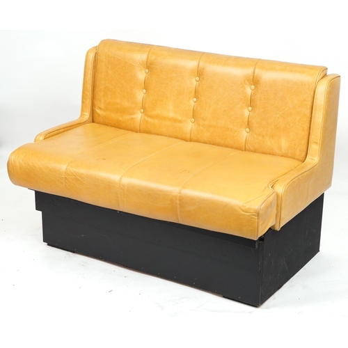 1108 - Mustard leather two seater boudoir bench, 120cm wide