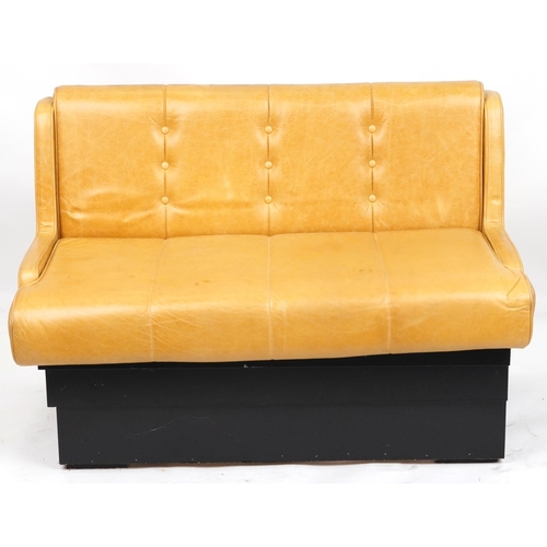 1108 - Mustard leather two seater boudoir bench, 120cm wide