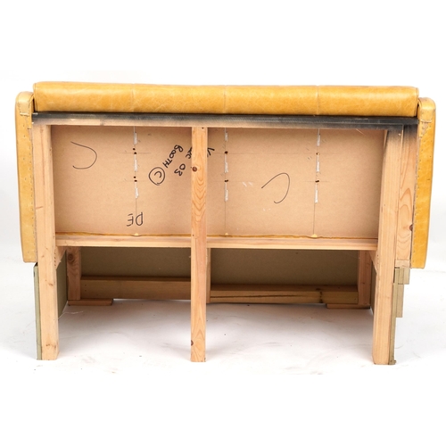 1108 - Mustard leather two seater boudoir bench, 120cm wide