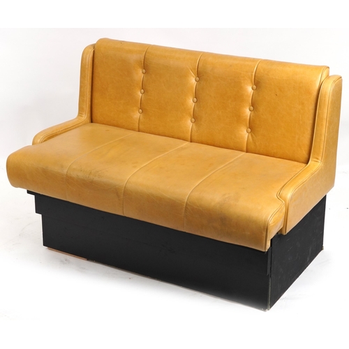 1109 - Mustard leather two seater boudoir bench, 120cm wide