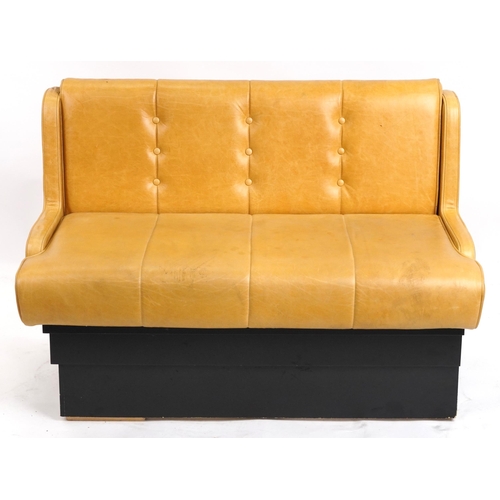 1109 - Mustard leather two seater boudoir bench, 120cm wide