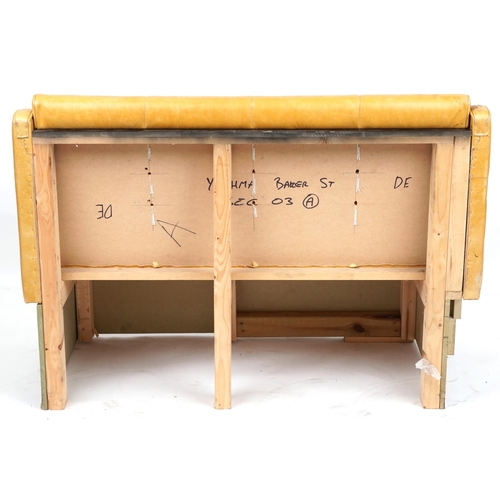 1109 - Mustard leather two seater boudoir bench, 120cm wide