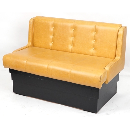 1107 - Mustard leather two seater boudoir bench, 120cm wide