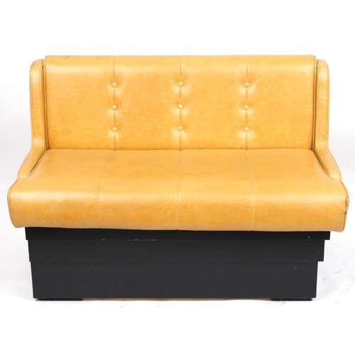 1107 - Mustard leather two seater boudoir bench, 120cm wide