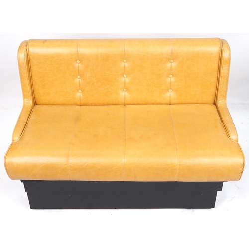 1107 - Mustard leather two seater boudoir bench, 120cm wide