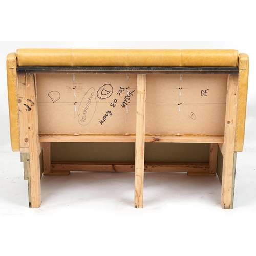 1107 - Mustard leather two seater boudoir bench, 120cm wide