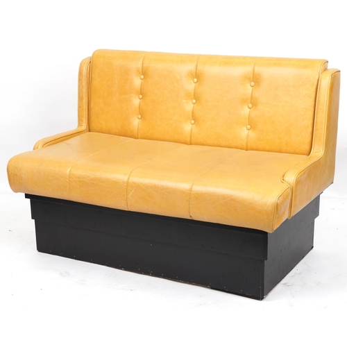 1106 - Mustard leather two seater boudoir bench, 120cm wide