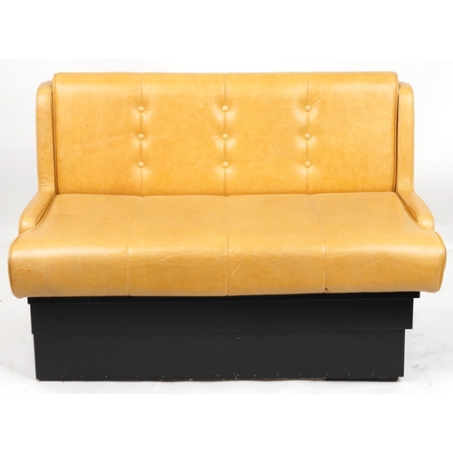 1106 - Mustard leather two seater boudoir bench, 120cm wide