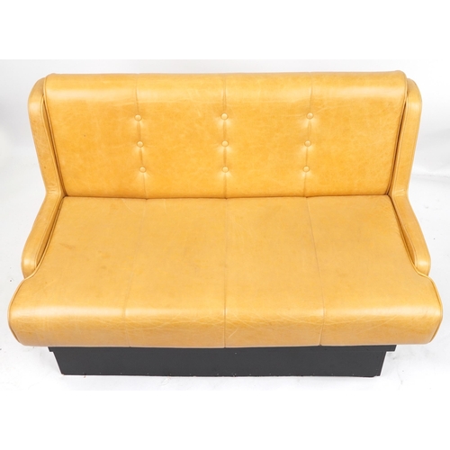 1106 - Mustard leather two seater boudoir bench, 120cm wide