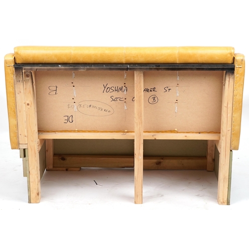 1106 - Mustard leather two seater boudoir bench, 120cm wide