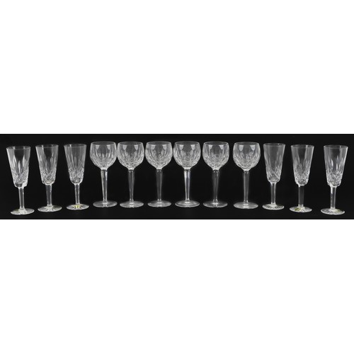 1294 - Set of six Waterford Crystal Colleen hock glasses and a set of four Lismore Champagne flutes with bo... 