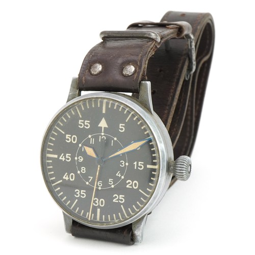 615 - Laco, Germany military World War II aviation navigators wristwatch, engraved to H4136 FL23883, with ... 