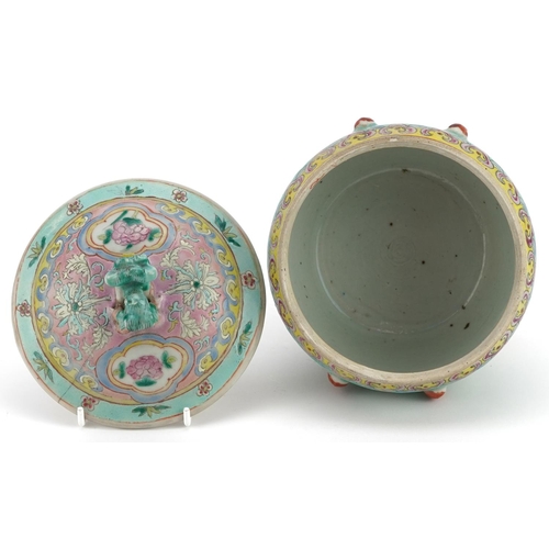 458 - Chinese Peranakan Nyonya Straits porcelain kamcheng hand painted with flowers amongst scrolling foli... 