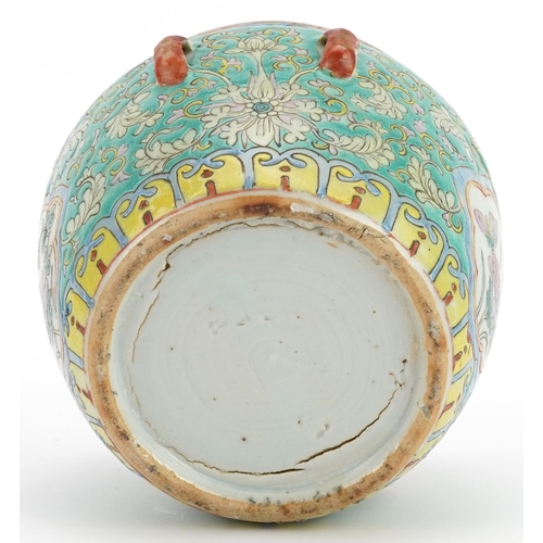 458 - Chinese Peranakan Nyonya Straits porcelain kamcheng hand painted with flowers amongst scrolling foli... 