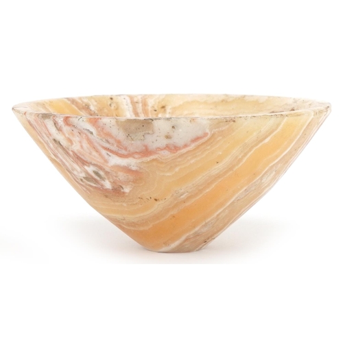 2709 - Egyptian style alabaster bowl of tapering form, 16cm in diameter