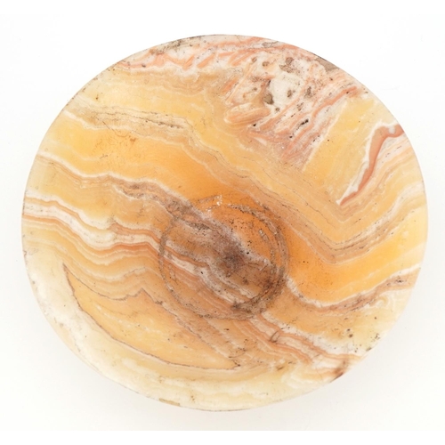 2709 - Egyptian style alabaster bowl of tapering form, 16cm in diameter