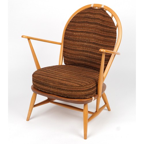 1033 - Ercol Windsor light elm armchair, 83.5cm high