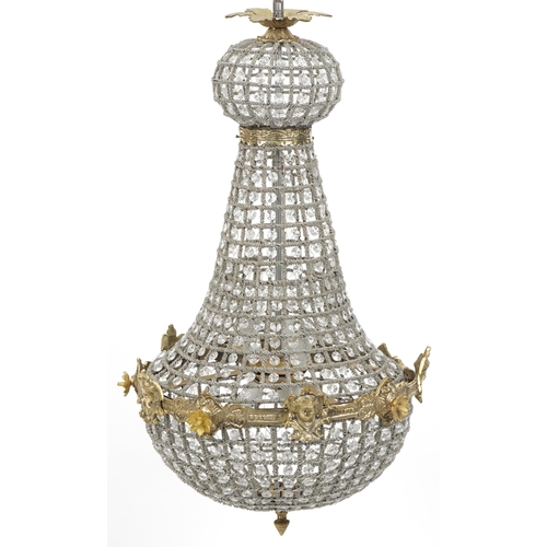 2200 - Large ornate chandelier with gilt metal mounts, 70cm high