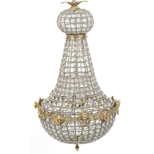 2200 - Large ornate chandelier with gilt metal mounts, 70cm high