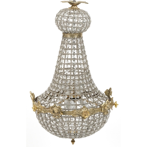 2204 - Large ornate chandelier with gilt metal mounts, 70cm high