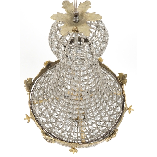 2204 - Large ornate chandelier with gilt metal mounts, 70cm high