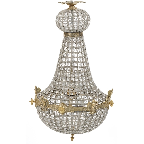 2204 - Large ornate chandelier with gilt metal mounts, 70cm high