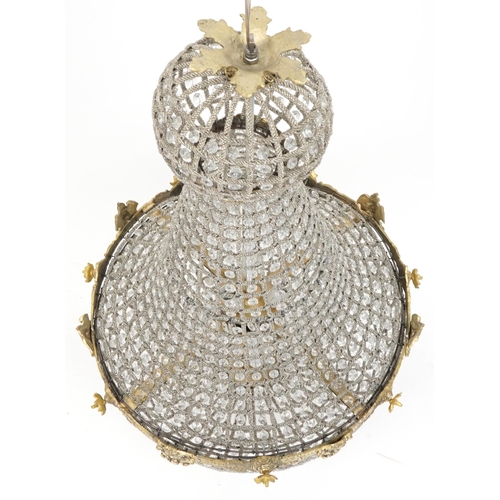 2203 - Large ornate chandelier with gilt metal mounts, 95cm high