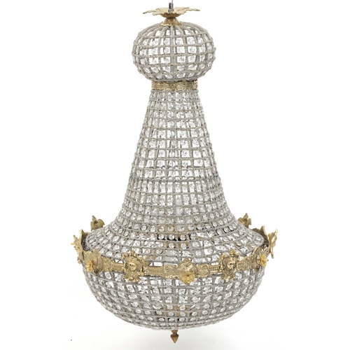 2203 - Large ornate chandelier with gilt metal mounts, 95cm high