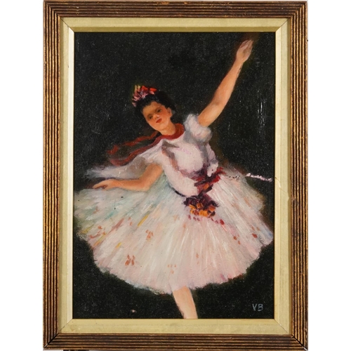 3090A - Manner of Vanessa Bell - Ballerina, Camden school oil on board, mounted and framed, 30cm x 21cm excl... 