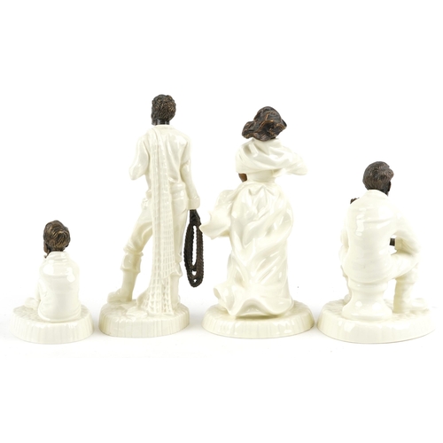 2259 - Four Minton porcelain and bronze figures comprising Spellbound, The Fisherman, Sea Breezes and Trave... 