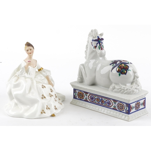 2269 - Elizabeth Arden Byzantium porcelain box and cover in the form of a horse and a Royal Doulton My Love... 