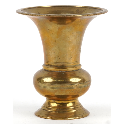 2367 - Chinese archaic style bronze beaker vase, 14.5cm high