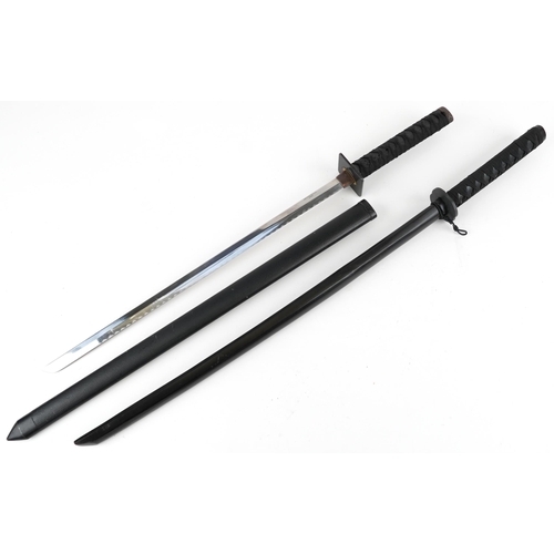 1460 - Japanese Samurai sword and a training example, the largest 100.5cm in length