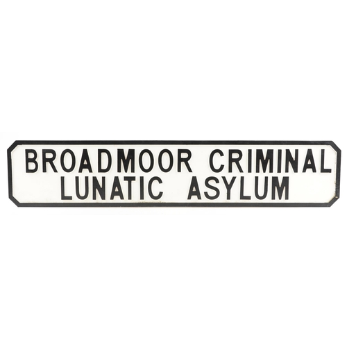 2603 - Charles Bronson interest Broadmoor Criminal Lunatic Asylum wooden plaque, 120cm wide