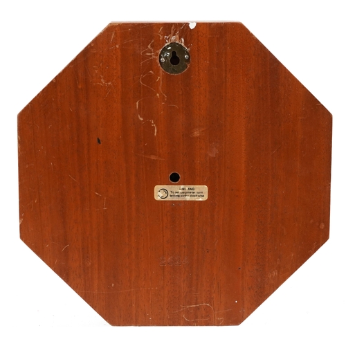 2728 - Hexagonal inlaid mahogany wall barometer by Taylor of England, 26cm in diameter