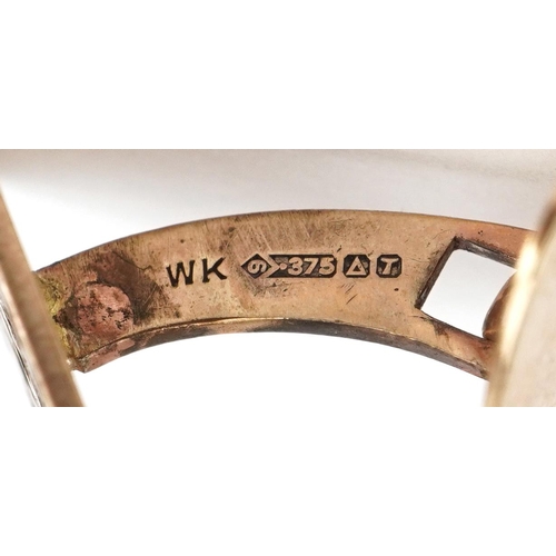 27 - Pair of Modernist 9ct gold bark design cufflinks, 1.8cm wide, 6.6g