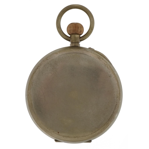 565 - White metal eight day Goliath pocket watch, the enamelled dial inscribed Examined by The Alexander C... 