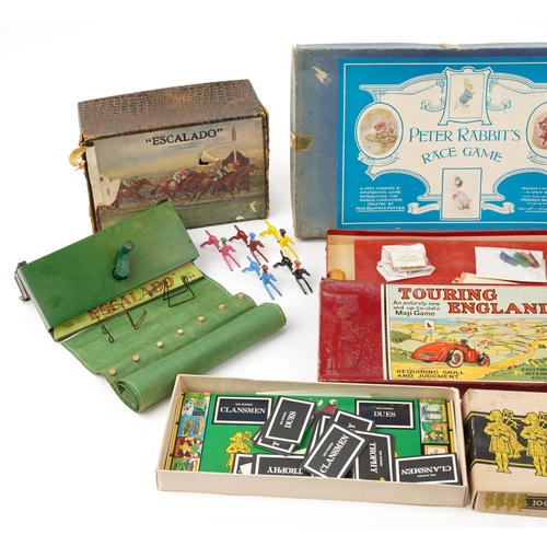 1203 - Collection of vintage games with boxes including Rollo Boko by Tan-Sad, Touring England, Escalado an... 