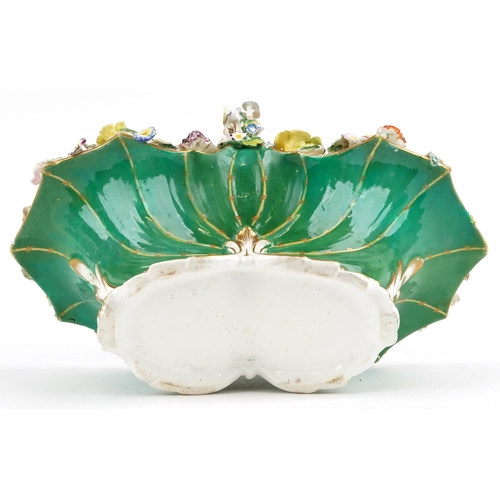 510 - 19th century Staffordshire floral encrusted porcelain basket hand painted with flowers, 30cm wide