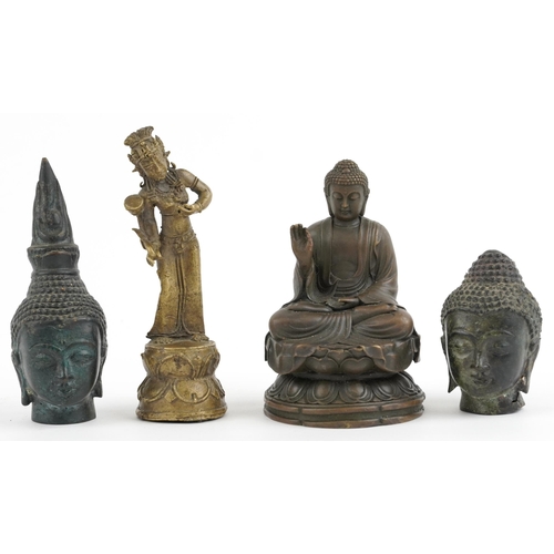 2702 - Tibetan and Indian bronzes including figure of seated Buddha, the largest 12cm high