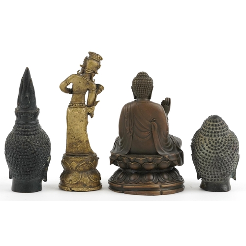 2702 - Tibetan and Indian bronzes including figure of seated Buddha, the largest 12cm high