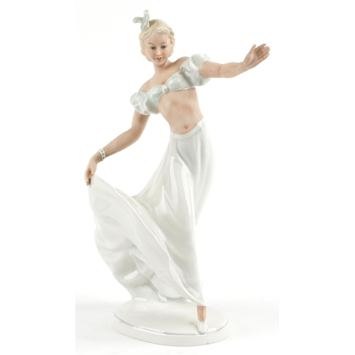 2386 - Schaubach Kunst, German Art Deco porcelain figure of a female dancer numbered 1202 to the base, 26.5... 