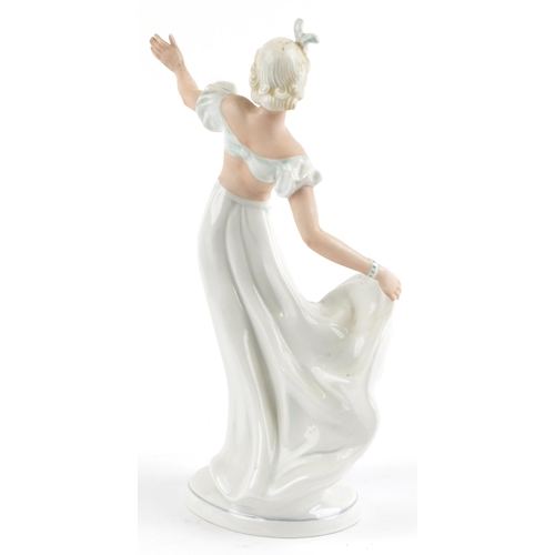 2386 - Schaubach Kunst, German Art Deco porcelain figure of a female dancer numbered 1202 to the base, 26.5... 