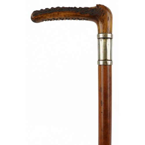 667 - Victorian malacca riding crop with staghorn handle, 57cm in length