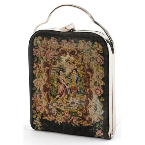 709 - Early 20th century needlework lady's travelling vanity case with mirrored and fitted interior includ... 