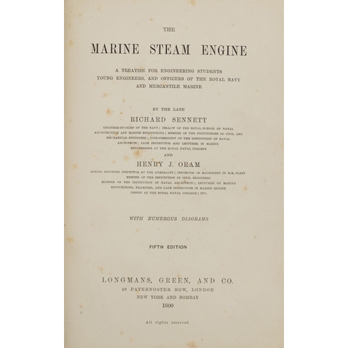 1474A - The Marine Steam Engine, Victorian hardbook book by The Late Richard Sennett and Henry J Oram with n... 