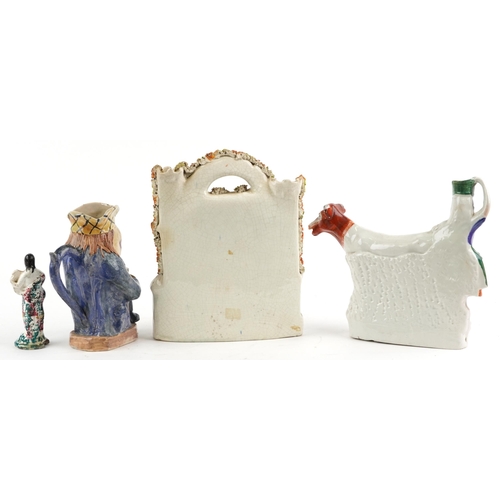 49 - 18th century and later English ceramics including a Prattware figure of Venus and character jug, the... 